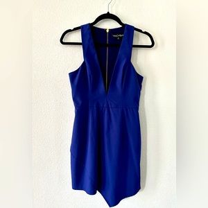 NBD x Naven Royal blue deep v-neck mini dress. Size Small. Worn once!